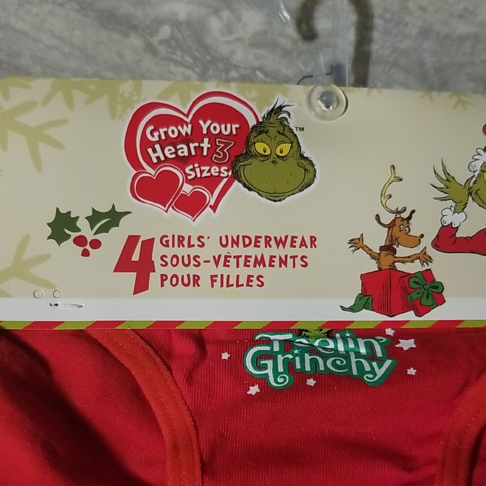 Dr. Seuss Girls' The Grinch Underwear 4 Pack Size 3